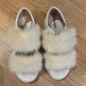 Ash x Ugg Real Fur Velcro White Sandals Shoes EU 37 US 6.5